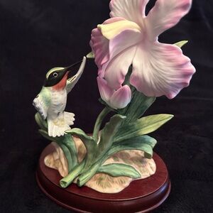 Hummingbird and Orchid Figurine by Homco